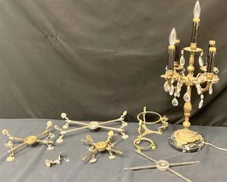 Brass Crystal Candelabra Lamp  Trivets