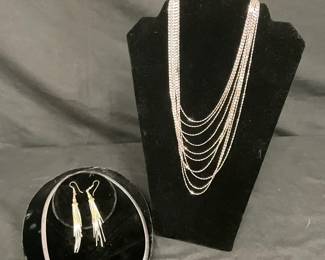 Silver Omega And Earrings 