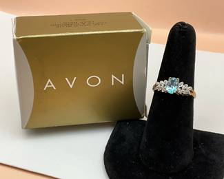 Avon Topaz Diamond Leaf Ring 