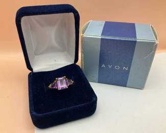 Triple Amethyst Diamond Ring 