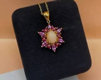 Pink Sapphires Topaz Necklace 