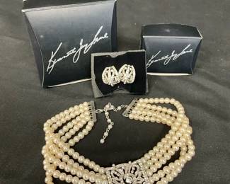 Earrings And Pearlesque Choker By Kenneth Jay Lane
