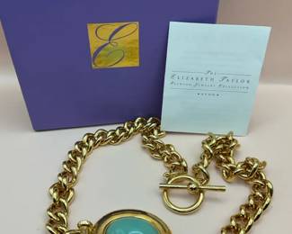 1990s Elizabeth Taylor Faux Jade Necklace 