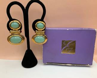 Elizabeth Taylor Faux Jade Earrings
