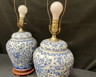 Feather Floral Blue Lamps