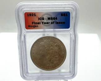 1921 Morgan Dollar IGC MS 64