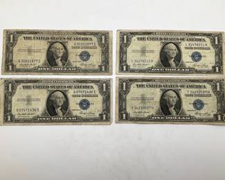 Four 1935 E $1 Silver Certificates