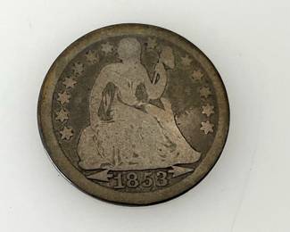 1853 Arrows Seated Liberty Dime