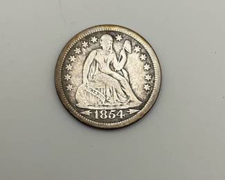 1854 Arrows Seated Liberty Dime