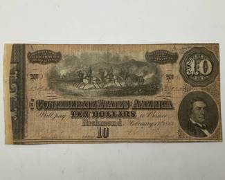 1864 $10 Confederate States of America Note