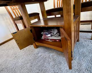 Dining table storage area