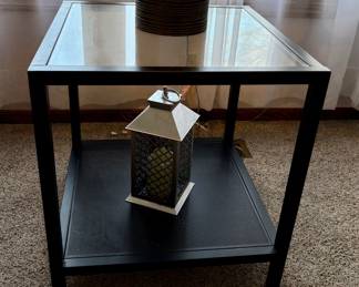 Metal and glass end table
