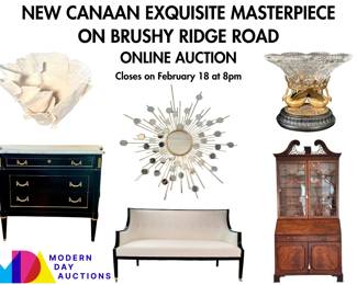 New Canaan Exquisite Masterpiece on Brushy Ridge Road Online Auction