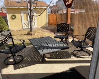 Nassau Outdoor Cast Aluminum 4-piece Patio Set with Swivel Rocking Chairs 