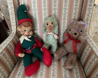 Vintage Rushton Elf Doll, Lamb, Teddy Bear