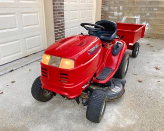 Troy-Bilt Super Bronco 42 Inch Riding Lawnmower w/ Trailer and Mower Bagger