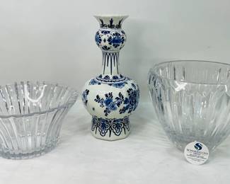 Delft Vase & Crystal Bowl