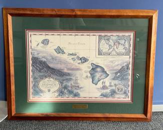 Framed "Map of Sandwhich Isles" Print
