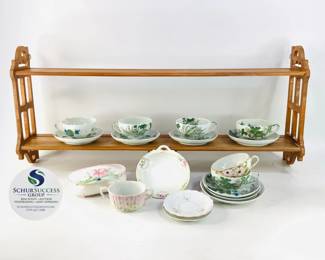 Wooden Wall Shelf & Ceramics