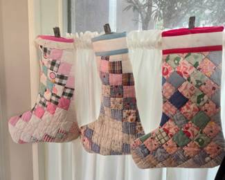 Vintage patchwork quilted  Christmas stockings