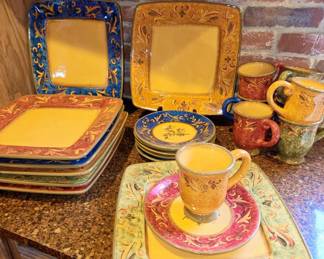 Casa Cristina  Mediterranean Leaf square plate. Casa Cristina, Mediterranean Leaf places settings dishes