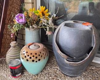 Decorative outdoor pottery torch refillable bug repellent outdoor fountain 