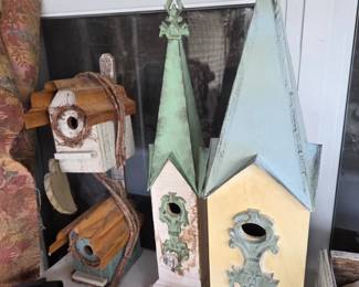 decorative distressed wooden birdhouses