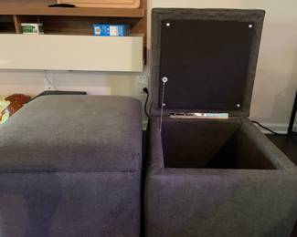 Handsome, Heavy Duty, Upholstered Ottoman & Storage Bins