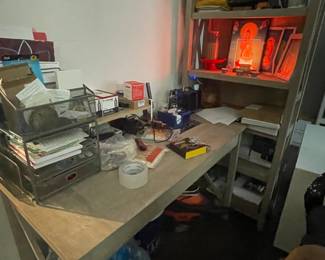 Work Table, Shelving, Office Suplies