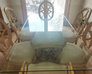 Glass dining table and 6 chairs