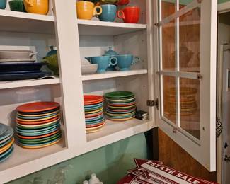 Fiesta Ware creamer and sugar bowl. 