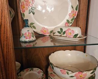 desert rose franciscan ware - platter, bell and covered butter dish 
