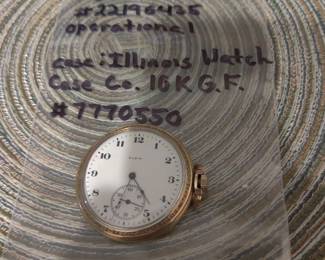 Illinois Watch Co pocket watch with 10k gold filled case (working)