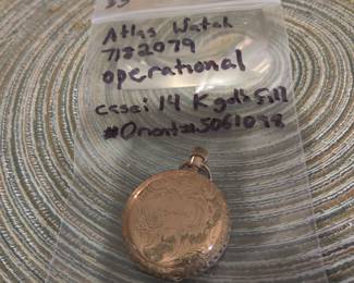 Atlas Watch co pocket watch with G.F. engraved case (operational)