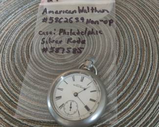 American Waltham watch with silver rode case (not working)