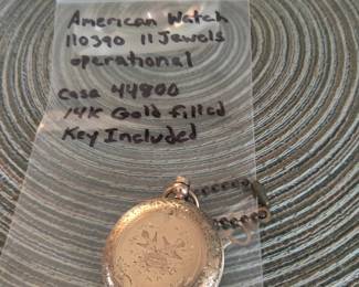 American Watch Co 11 Jewels watch with G.F. engraved case (operational)