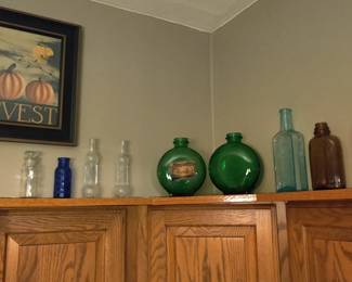 Antique glass bottles