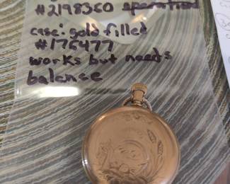 Elgin pocket watch with G.F. engraved case (operational with issues)