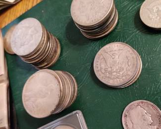 Silver Morgans, Silver peace dollars, silver fifty cent pieces