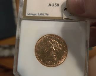 1894 gold $10 Coin Grade AU58