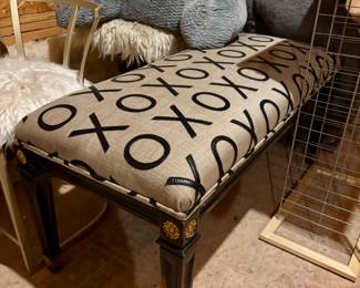 Piano Bench with leather and fabric top