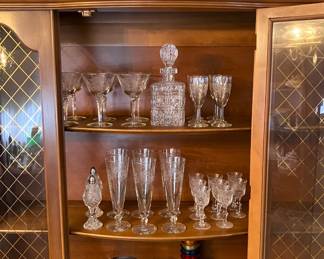 Crystal Hand Cut Decanter, Anodized MCM Aluminum Sherberts & Tumblers, Vintage Czech Crystal S&P, 