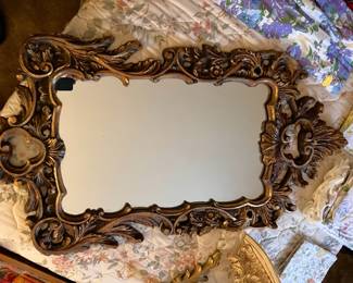 Very Ornate Large Hollywood Regency Rocco Wall Mirror