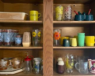 Vintage glassware & salt/pepper shakers