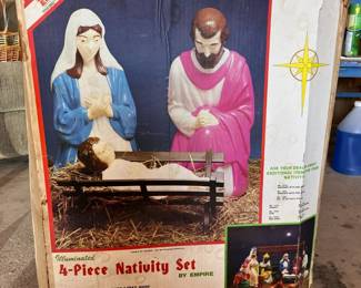 Vintage 4 Piece Nativity Set Blow Molds by Empire