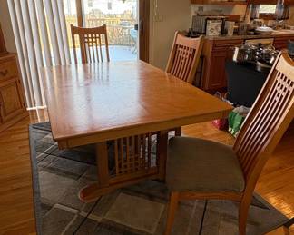 Arts and Crafts Style Oak Dining Chairs Set of 