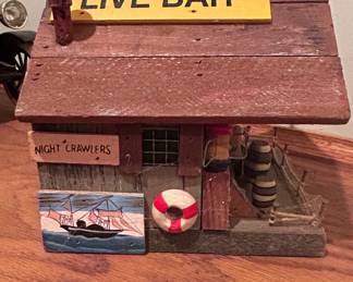 Handmade Wooden Live Bait Birdhouse
