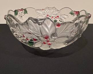Mikasa Holiday Bloom Poinsettia Crystal Serving Bowl