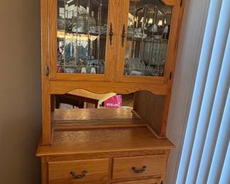 Oak China Hutch with Glass Doors second image
