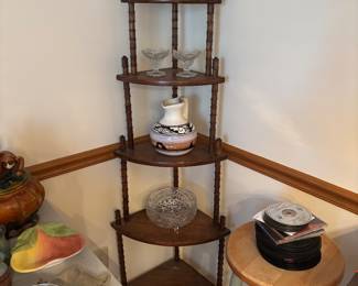 Antique Corner Shelf made of wooden thread spools